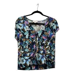 Veronica M Multicolor Butterfly Print Blouse